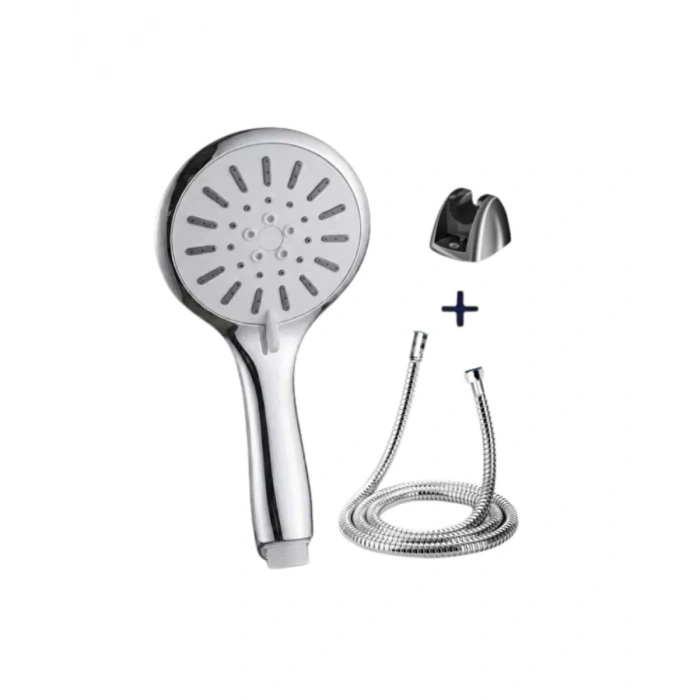 Nevamel® Spiral Hortumlu 4 Kademeli Krem El Duşu Başlığı Banyo Duş Seti