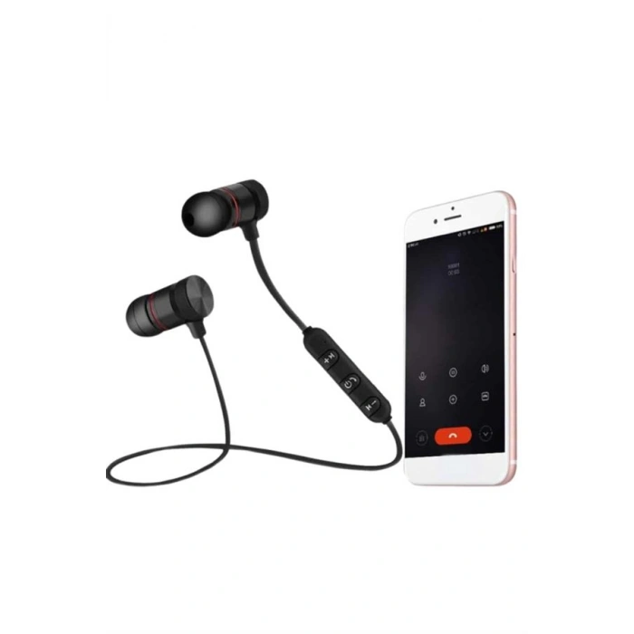 Nevamel Sports Mıknatıslı Siyah Bluetooth Kulaklık Kablolu Uzun Pil Ömrü