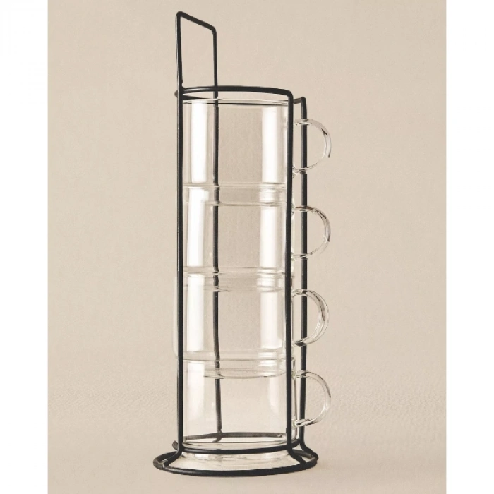 Nevamel Standlı Borosilikat 4lü Fincan Seti