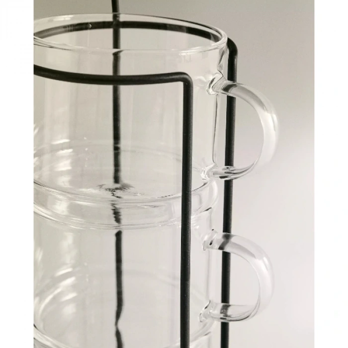 Nevamel Standlı Borosilikat 4lü Fincan Seti