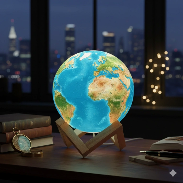 Nevamel Standlı Işıklı Dünya Küre