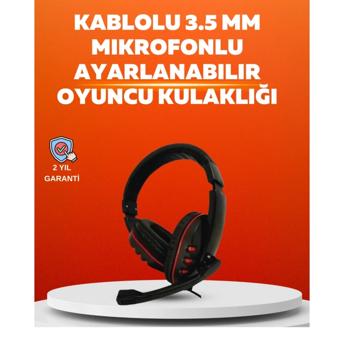 Nevamel® Stereo Kırmızı Gaming Kulaklığı Yumuşak Pedli Mikrofonlu
