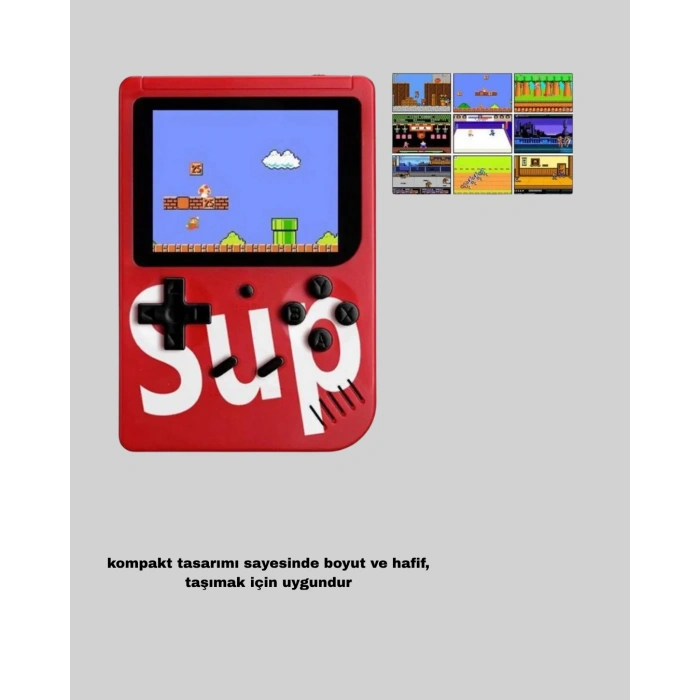 Nevamel SUP Retro El Konsolu – 500 Oyun TV Bağlantılı 3 İnç Ekranlı Şarjlı Mini Atari