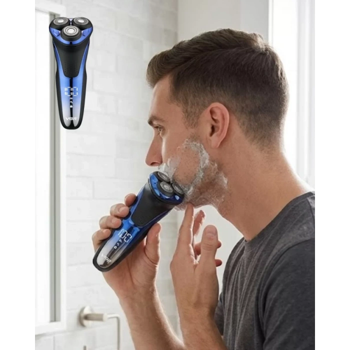 Nevamel® Suya Dayanıklı Elektrikli Tıraş Makinesi Şarjlı Döner Başlıklı