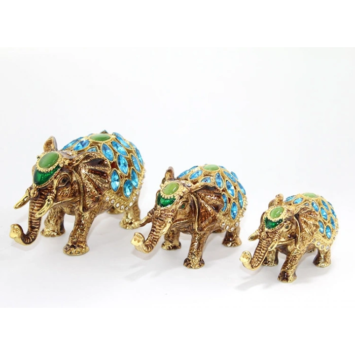 Nevamel Swarovski Taşlı 3lü Fil Figürü Model 2