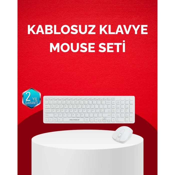 Nevamel® Tam Boy Kablosuz Klavye Mouse Seti - Gelişmiş Bağlantı ve Sessiz Performans