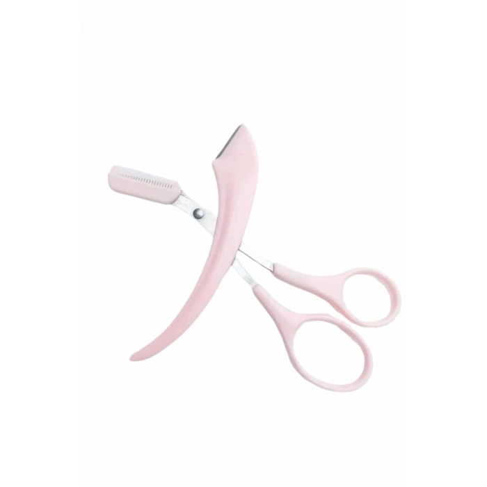 Nevamel Taraklı Kaş Makası ve Ustura Seti Kaş Düzeltme Makası Kaş Bıyık Alma Aleti