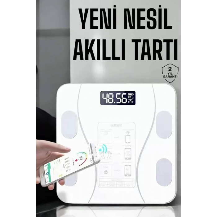 Nevamel® Tartı Baskül Dijital Elektronik Tartı Vücut Analiz Wifi Akıllı Yağ Ölçer