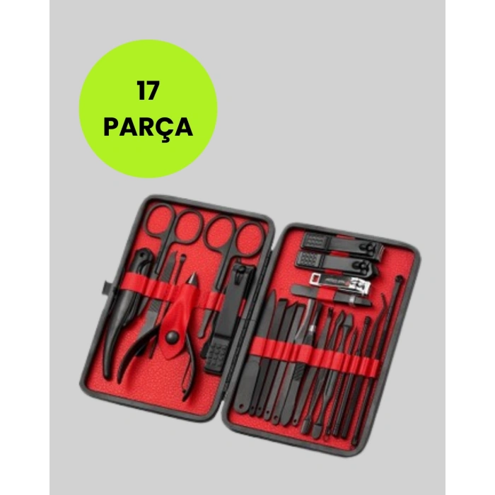 Nevamel Taşınabilir Deri Kutulu 17 Parça Manikür Seti