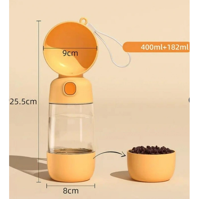 Nevamel Taşınabilir Evcil Hayvan Mama Hazneli Su Matarası