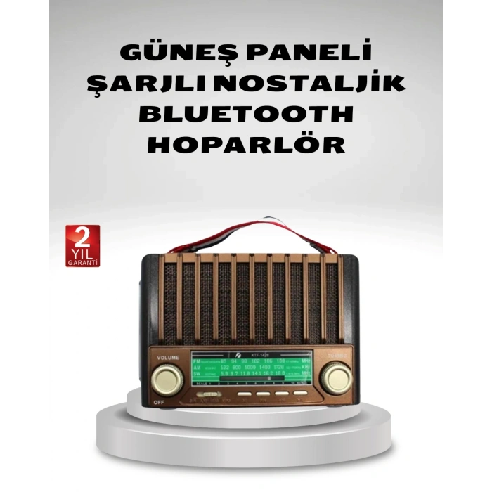 Nevamel® Taşınabilir Hoparlör Güneş Panelli Bluetooth USB SD FM AM SW Radyo