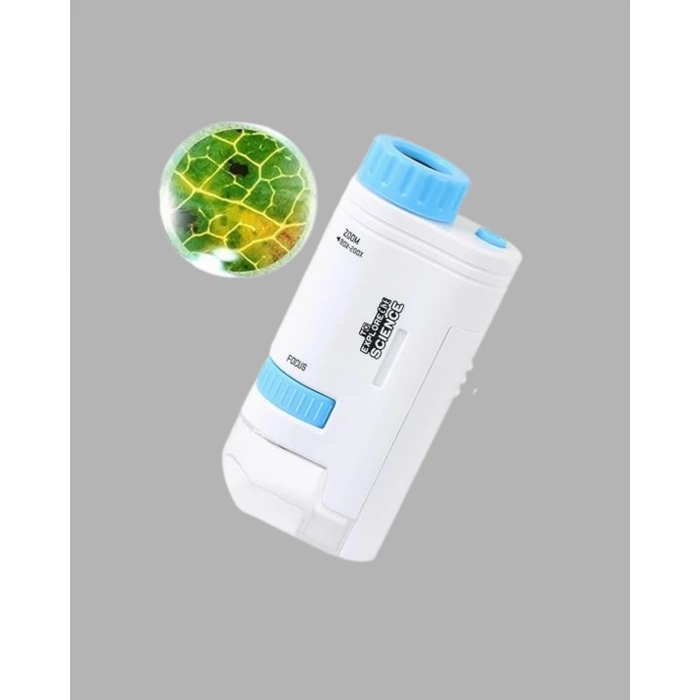 Nevamel Taşınabilir Mini Mikroskop LED Işıklı 80X–200X Büyütmeli ve Odak Ayarlı