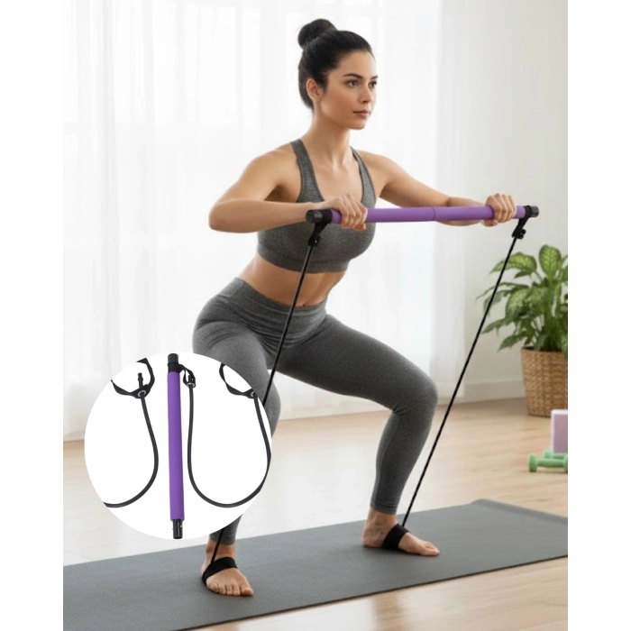Nevamel® Taşınabilir Pilates Bar Ev Sporuna Uygun Hafif ve Dayanıklı Yapı