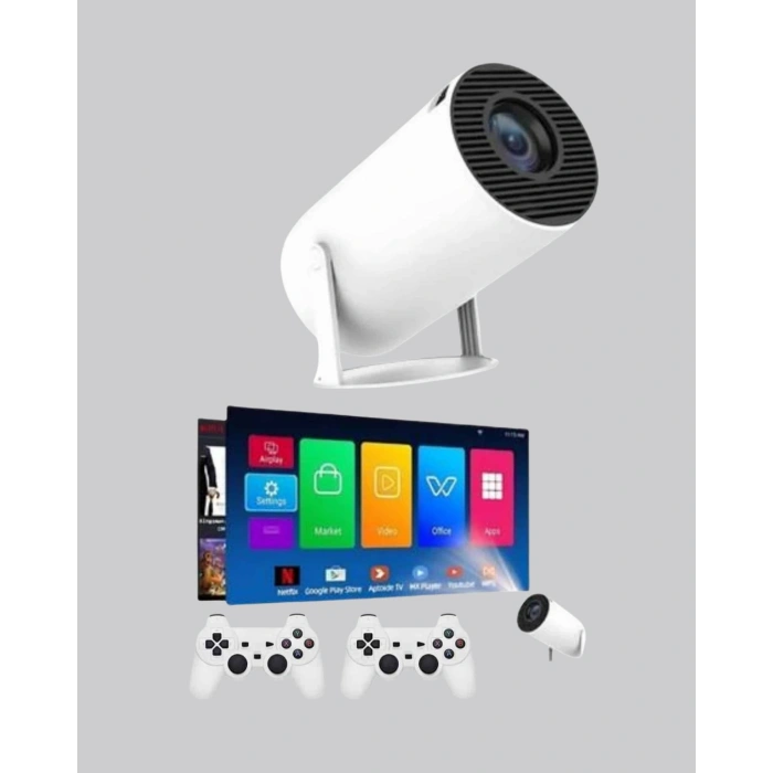 Nevamel® Taşınabilir Projeksiyon Cihazı 4K Destekli Wi-Fi Kablosuz Ekran Yansıtma