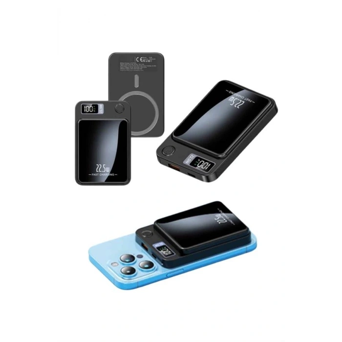 Nevamel Taşınabilir Şarj Magsafe Powerbank 10.000 mAh Hızlı Şarj Led Göstergeli Kablosuz