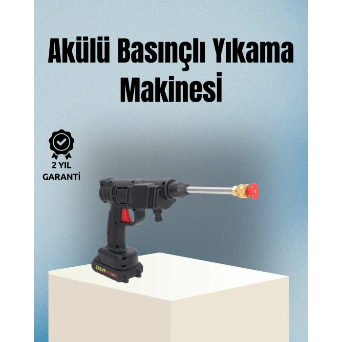 Nevamel Taşınabilir Şarjlı Basınçlı Yıkama Tabancası Köpük Aparatlı