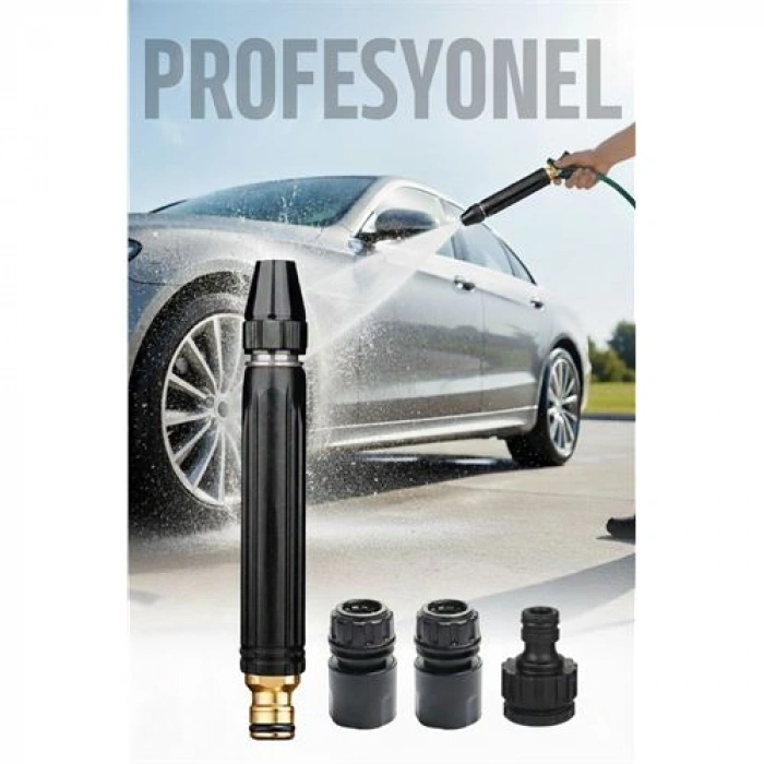 Nevamel® Tazyik Arttıran Oto Yıkama Hortum Başlığı Seti | Basınçı Oto Yıkama 3 Musluk Adaptörlü Güçlü Jet