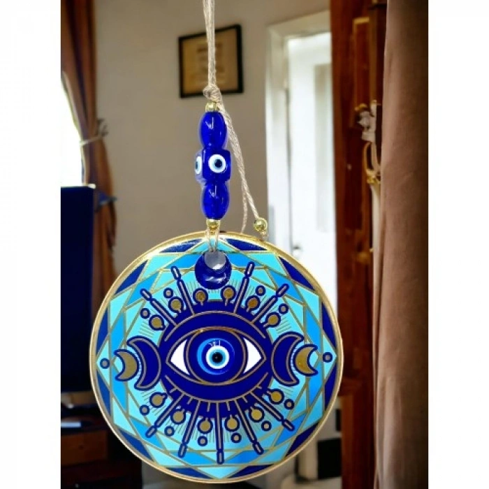 Nevamel Tek Gözlü Piramit Desenli Nazar Boncuklu Duvar Süsü