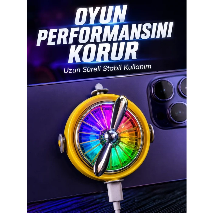 Nevamel® Telefon İçin RGB LED Manyetik Soğutma Fanı