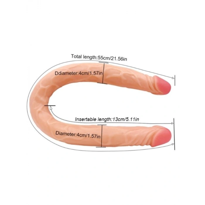 Nevamel® Ten Rengi 55 Cm Çift Taraflı Dildo Model No:1034 (Kod:1034)