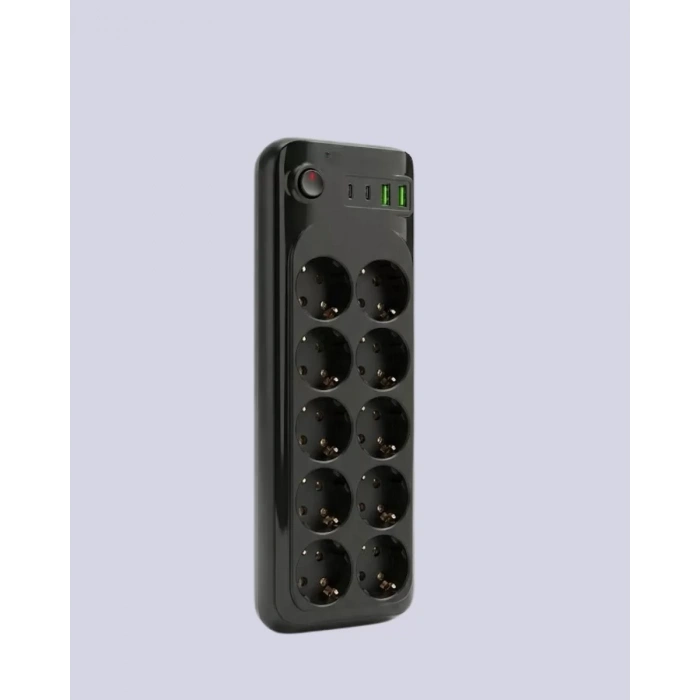 Nevamel® Termal Akım Korumalı USB Type-C Girişli 10lu Grup Priz 2500W Güç Kapasitesi (Kopya)