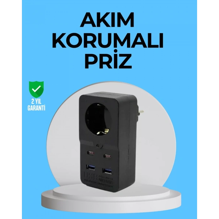Nevamel® Termal Korumalı Priz Otomatik Çocuk Kilidi 4 USB Type C