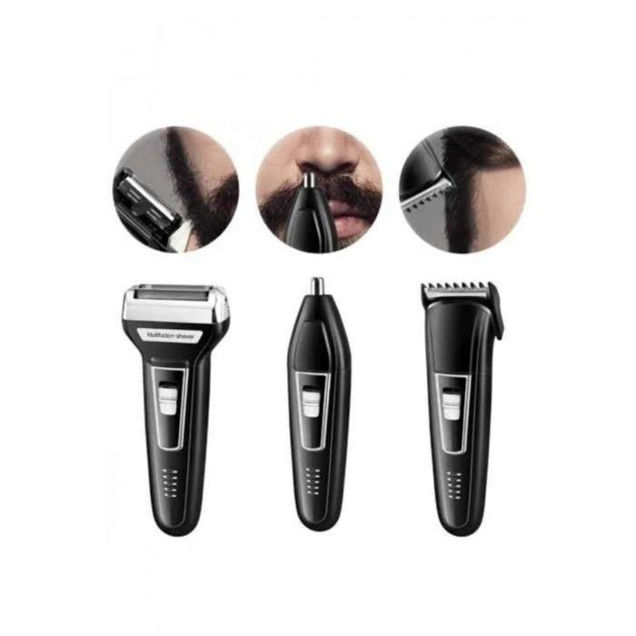 Nevamel Tıraş Makinesi 3 Başlıklı T Başlıklı Hassas Ciltlere Özel Saç Sakal Vücut Kulak ve Burun