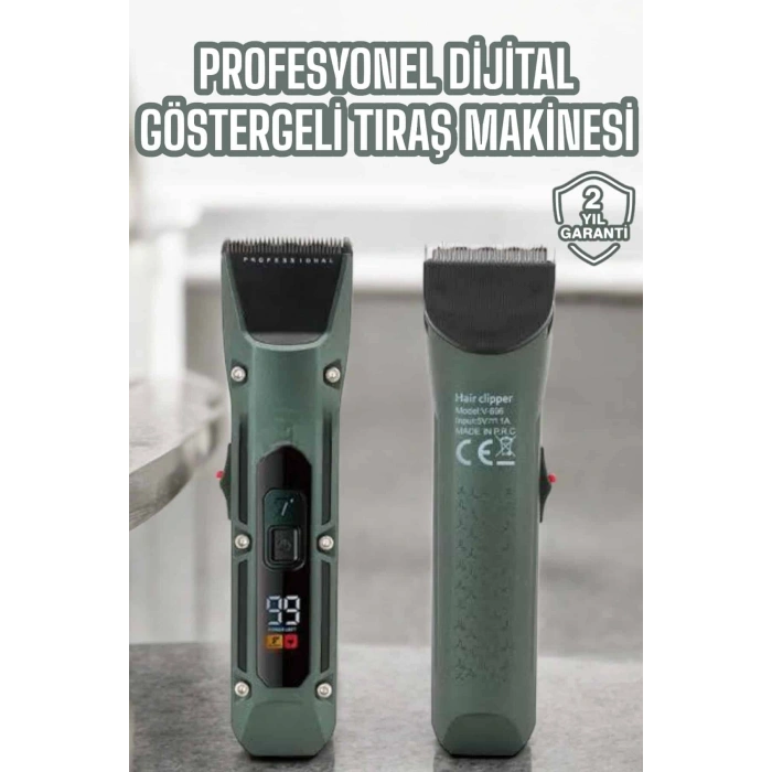 Nevamel Tıraş Makinesi Dijital Göstergeli Turbo Motor Paslanmaz Çelik