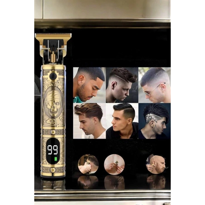 Nevamel Tıraş Makinesi Şarjlı Profesyonel Saç Kesme Makinesi Gold Çizik Tıraş