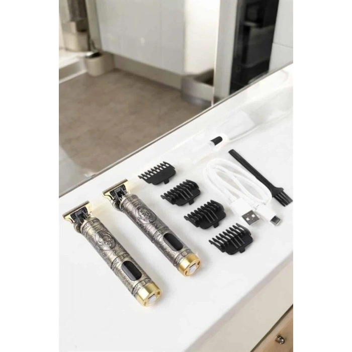 Nevamel Tıraş Makinesi Şarjlı Profesyonel Saç Kesme Makinesi Gold Çizik Tıraş