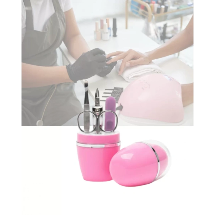 Nevamel® Tırnak Bakım Manikür Pedikür Seti 4 Parça Pembe Ev ve Seyahat Uyumlu