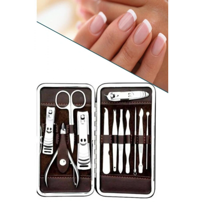 Nevamel Tırnak Bakım Seti Tırnak Düzeltme Batık 12 Parça Çanta Tipi Manikür Pedikür