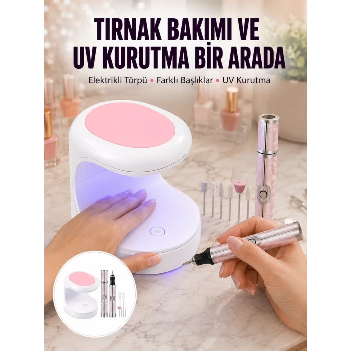 Nevamel® Tırnak Matkabı ve LED Oje Kurutucu 2’li Profesyonel Bakım Seti Yeni Nesil
