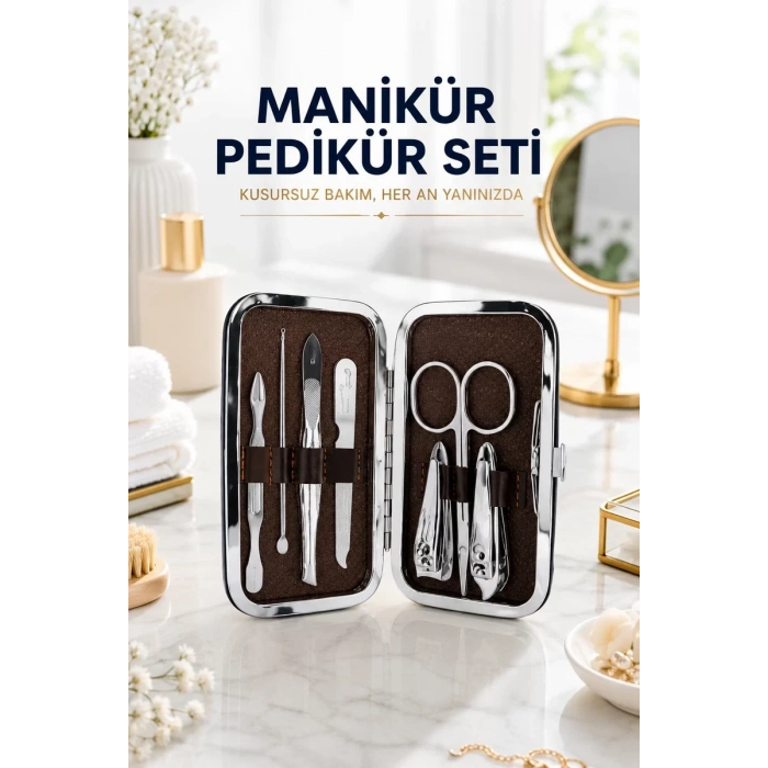 Nevamel® Tırnak Temizliği Tırnak Batığı ve Düzenli Bakım İçin 7 Parça Çelik Set