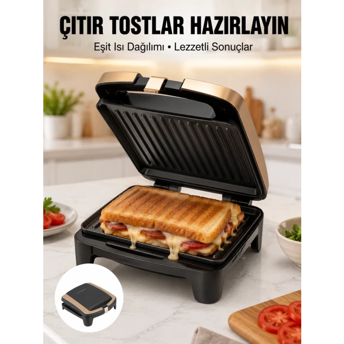 Nevamel® Tost Makinesi Ev Tipi Pratik Kullanım 4 Tost Kapasiteli Yeni Nesil