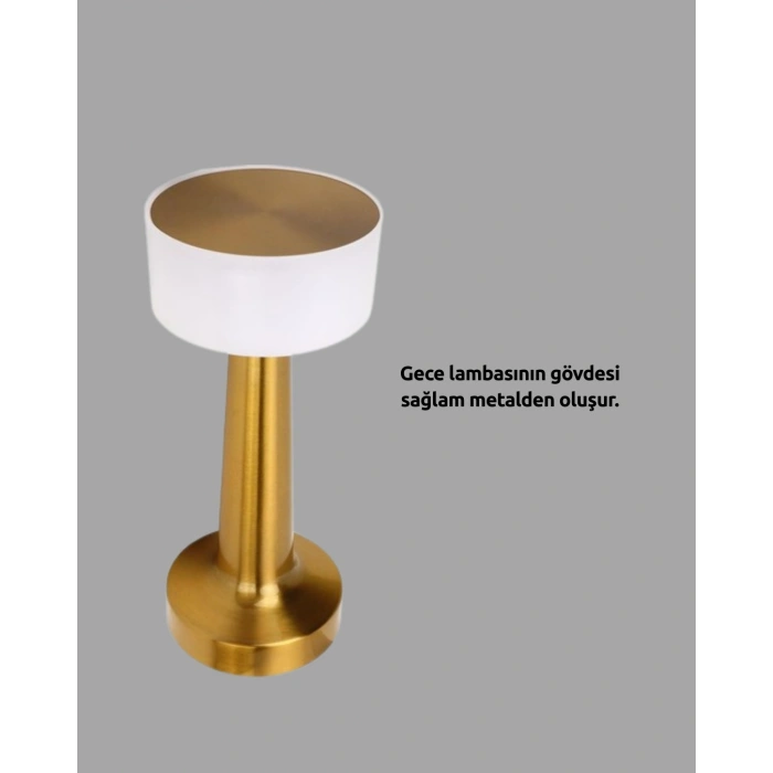 Nevamel Touch Gece Lambası – Dokunmatik Kontrol Kablosuz Kullanım Metal Gövde