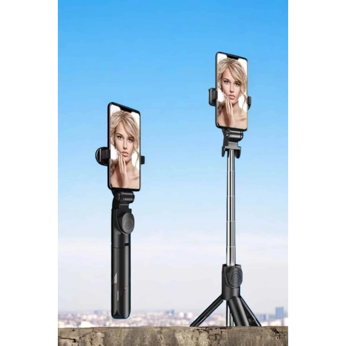Nevamel Tripod Kablosuz Bluetooth Bağlantılı Selfie Çubuğu 360 Derece Dönebilen