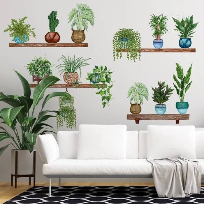 Nevamel Tropikal Bitkiler Duvar Stickerı Model B