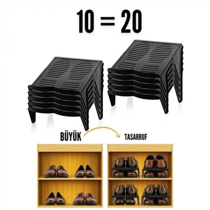 Nevamel® Turk 10 LU Ayakkabı Rampası Yer Tasarruf Organizeri Mehle-Twin