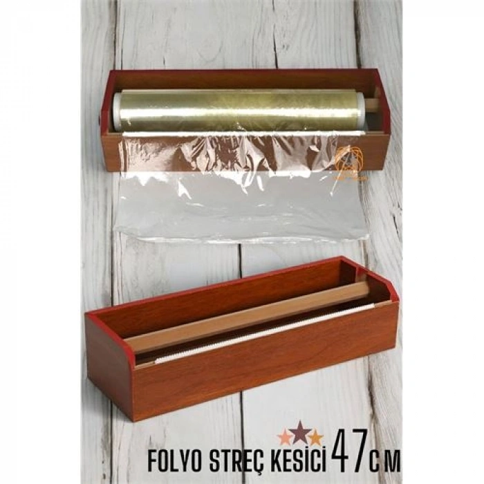 Nevamel® Turk 47 Cm Ahşap Streçlik Folyo Ve Streç Film Kesici