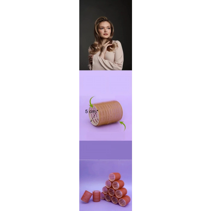 Nevamel® Turk 5 Cm Bigudi Saç Bigudisi Profesyonel 12 ADET