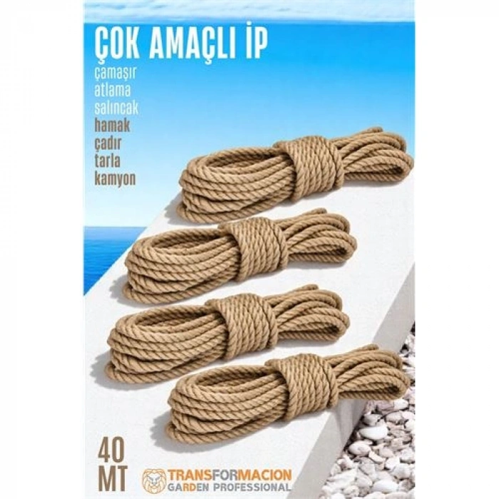 Nevamel® Turk Çok Amaçlı Kalın İp Hamak İpi - Çamaşır İpi Salıncak İpi Atlama İpi 40 Metre