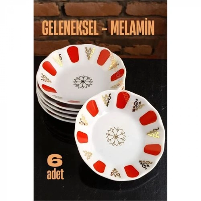 Nevamel® Turk Melamin Çay Tabağı 6 Adet Geleneksel Türk Çay Bardağı Altlığı