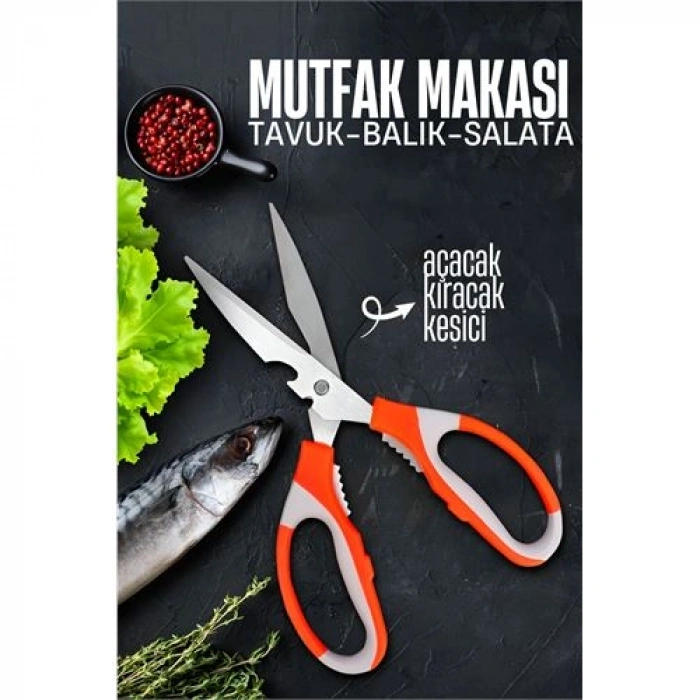 Nevamel® Turk Mutfak Makası - Tavuk Kesme Makası Balık Temizleme Makası Salata Hazırlama Makası