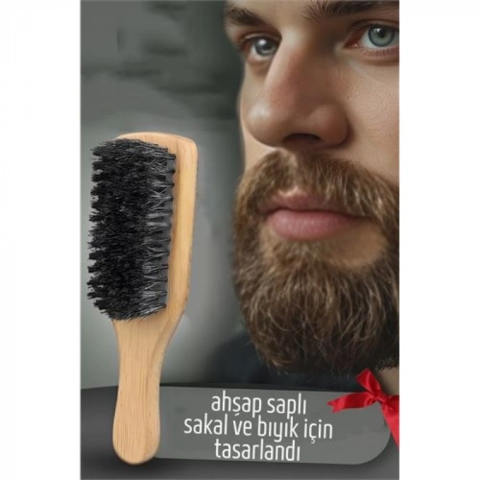 Nevamel® Turk Sakal Tarama Fırçası Ahşap Saplı
