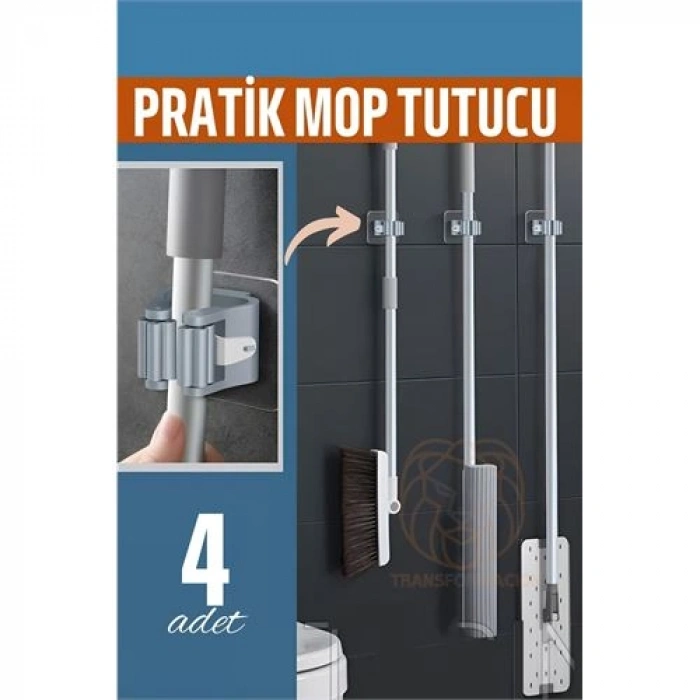 Nevamel® Turk Yapışkanlı Pratik Mop Tutucu 4 ADET