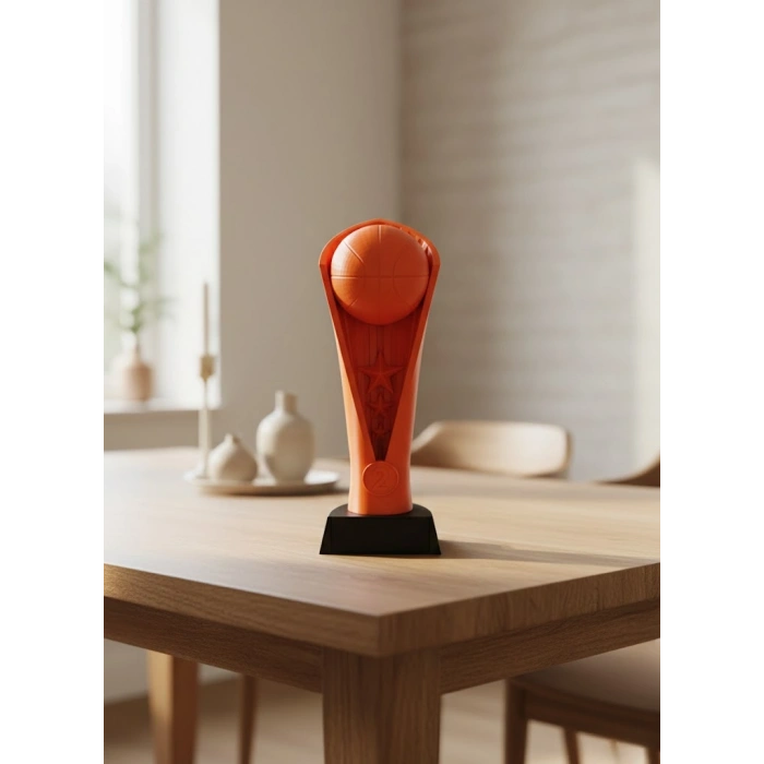 Nevamel® Turuncu Kupa 23cm Basketbol Temalı Dekoratif Ödül Biblosu