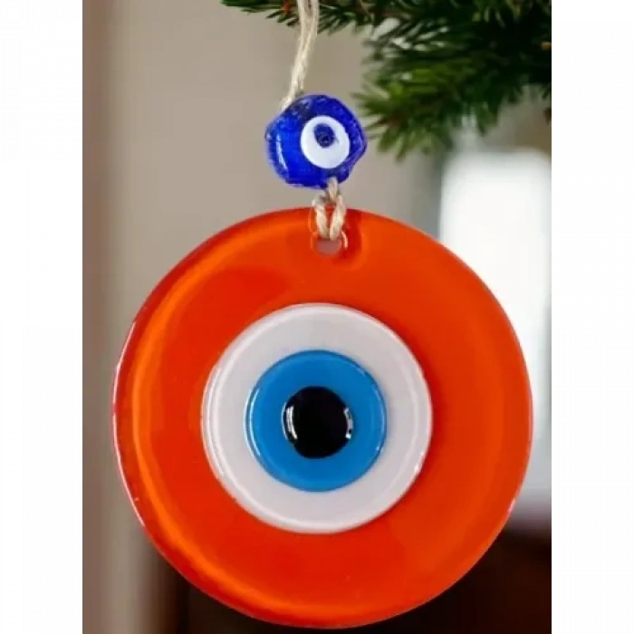 Nevamel Turuncu Nazar Boncuklu Duvar Süsü 10 Cm Cam Duvar Dekoru