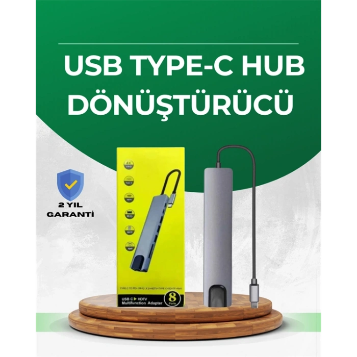 Nevamel Type‑C Dönüştürücü – 2×USB3.0 SD/MS 4K HDMI & RJ45 ile Profesyonel Kullanım