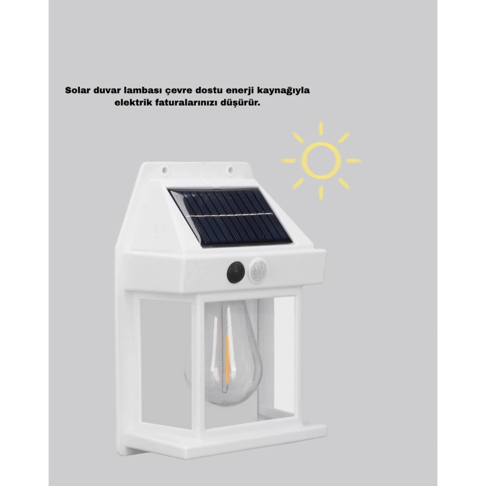 Nevamel Üç Modlu Güneş Enerjili Duvar Lambası 1800mAh Bataryalı ve Hareket Sensörlü